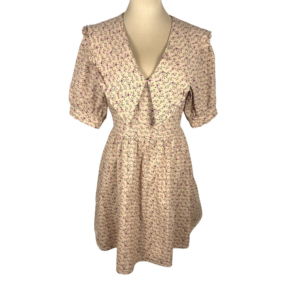 NWOT English Factory Statement Collar Floral Cottagecore Mini Dress Size Medium